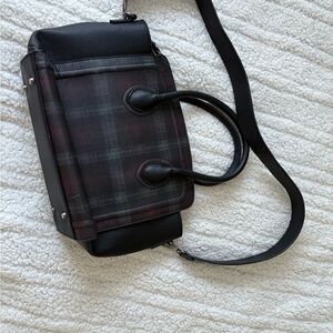 Women Black and Gray Plaid Bag